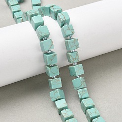 Синтетическая Бирюза Синтетических нитей бирюзовые бусы, кубические, с бисером, 8~8.5x8~8.5x8~8.5 мм, отверстие : 1.2 мм, около 38~39 шт / нитка, 14.96'' (38 см) ~ 15.35'' (39 см)