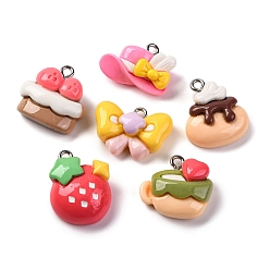 (52) Непрозрачная лаванда Непрозрачные подвески смолы, с платиновыми тоновыми железными петлями, разнообразные, разноцветные, 14.5~20.5x17~21x7.5~8 мм, отверстие: 2 мм