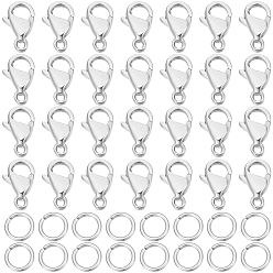 Нержавеющая Сталь Цвет 100шт 304 застежки-карабины из нержавеющей стали, с 100 шт. 304 соединительными кольцами из нержавеющей стали, для изготовления ювелирных изделий своими руками, цвет нержавеющей стали, 9x6x3 мм, отверстие : 1 мм