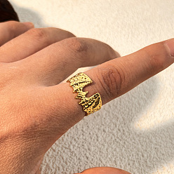 Золотой Кованые битой 304 манжетные кольца из нержавеющей стали, широкополосные открытые кольца, золотые, 11 мм, внутренний диаметр: 17.6 мм