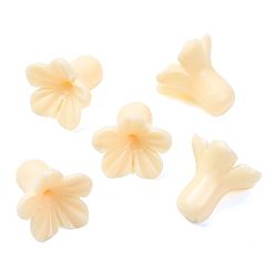 Beige Cuentas talladas de coral sintético teñido, flor, crema, 17x18 mm, agujero: 1.4 mm