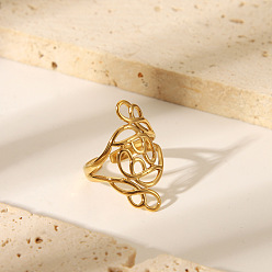 Бабочка 304 из нержавеющей стали Манжета кольца для женщин, реальный 18 k позолоченный, бабочка, 28.3 мм, внутренний диаметр: 18 мм