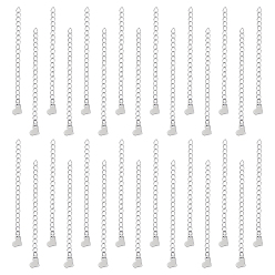 Нержавеющая Сталь Цвет 30шт 304 удлинитель цепи из нержавеющей стали, концевые цепи с вкладками в форме сердца, цвет нержавеющей стали, 70x3 мм