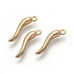 Золотой Вакуумное покрытие pvd 304 подвески из нержавеющей стали, рог изобилия / итальянский рог корничелло амулеты, золотые, 19.5x5x3 мм, отверстие : 1.5 мм