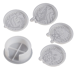 Белый Подставки под стаканы из пищевого силикона своими руками, формы для литья смолы, морская тема, белые, 102~117x96~117 мм