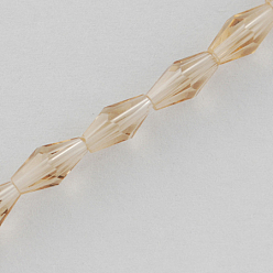 BurlyWood Glass Beads Strands, Faceted, Bicone, BurlyWood, 8x4x4mm, Hole: 1mm