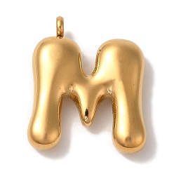 Letter M Ионное покрытие (ip) 304 подвески из нержавеющей стали, шарм-буква, золотые, Буква М, 25x21x6 мм, отверстие : 2 мм