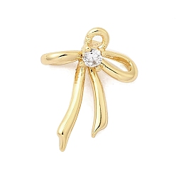 Настоящее золото 18K Латунные микро проложить кубического циркония подвески, бантом прелести, долговечный, без никеля , реальный 18 k позолоченный, 11.5x9x3.5 мм, отверстие : 0.8 мм