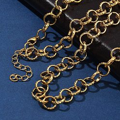 Золотой 304 ожерелья из текстурированной нержавеющей стали в виде цепочки «роло» для женщин, ионное покрытие (ip), золотые, 18.23 дюйм (46.3 см)