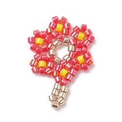 Tomato Handmade Loom Pattern MIYUKI Seed Beads, Flower Pendants, Tomato, 20x14x1.8mm, Hole: 0.7mm
