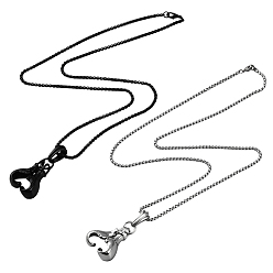 (52) Непрозрачная лаванда 2 шт. 2 цвета нержавеющая сталь боксерская перчатка кулон коробка цепочка ожерелье для мужчин, разноцветные, 23.70 дюйм (60.2 см), 1 шт / цвет