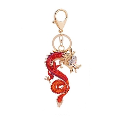 Crystal Zinc Alloy Keychain, with Rhinestone, Dragon, Crystal, 16.5cm