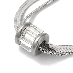 Stainless Steel Color 304 Stainless Steel Glass Column Pendant with Snake Chain Necklaces, Double Layer Necklaces , Stainless Steel Color, 16.46 inch(41.8cm)