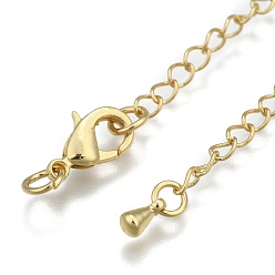 Real 18K Gold Plated Long-Lasting Plated Brass Chain Extender, with Lobster Claw Clasps and Bead Tips, Real 24K Gold Plated, 12x7x3mm, Hole: 3.5mm, Extend Chain: 65mm, ring: 5x1mm
