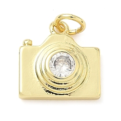 Настоящее золото 18K Кулон из циркония, прелести камеры, долговечный, без кадмия и без свинца, стойки покрытие, с целью перехода в кольце, реальный 18 k позолоченный, 13x13x5 мм, отверстие : 3.6 мм