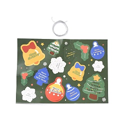 Green Christmas Theme Paper Pendant Decorations, Message Card, Green, 255x180x0.2mm, Message Card: 27~71x30~57x0.2mm, Hole: 4~6mm