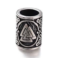 Античное Серебро 304 из нержавеющей стали бусы, бусины с большим отверстием, колонка, античное серебро, 15x11 мм, отверстие : 8 мм