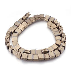 Antique Bronze Plated Electroplate Non-magnetic Synthetic Hematite Bead Strands, Frosted, Grooved, Square, Antique Bronze Plated, 8x8x5mm, Hole: 1.5mm, about 54pcs/strand, 16.7 inch(42.5cm)