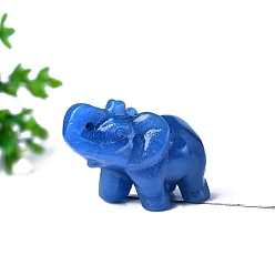 Синий Авантюрин Окрашенный и нагретый натуральный авантюрин синего цвета резные фигурки слонов статуэтки для украшения рабочего стола в домашнем офисе, 38 мм
