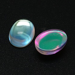 Clear AB Oval AB Color Plated Glass Cabochons, Clear AB, 18x13mm