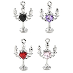 (52) Непрозрачная лаванда Подвески из сплава и страза, Подвески в форме свечи, стойки покрытие, без свинца, без кадмии и без никеля, платина, разноцветные, 26x16x5 мм, отверстие : 1.8 мм