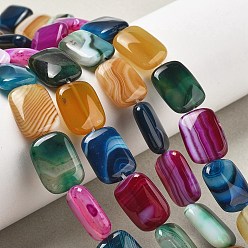 (52) Непрозрачная лаванда Натуральные полосатые агатовые бусы, окрашенная и подогревом, прямоугольные, разноцветные, 18x13x5 мм, отверстие : 1 мм, около 10~11 шт / нитка, 7.28''~7.87'' (18.5~20 см)