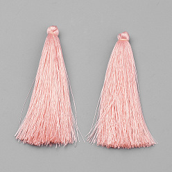 Легкий Лосось Нейлон кисточкой большие украшения кулон, светлый померанцевый, 65~70x8~10 мм