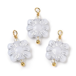 Квадрат Непрозрачные акриловые подвески, серебристого металла, обвитыми, с петлей из латуни, покрытой настоящим золотом 18k, квадратный, 18x10.5x3.5 мм, отверстие : 1.5~2 мм