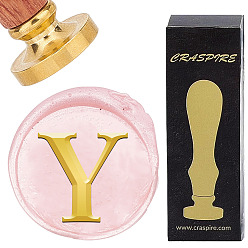 Letter Y Латунная восковая печать с деревянной ручкой, для diy scrapbooking, Письмо Y, 25 мм