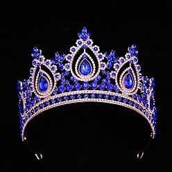 Капри Синий Сплав горный хрусталь ленты для волос, корона для женщин девочек, Капри синий, 160 мм