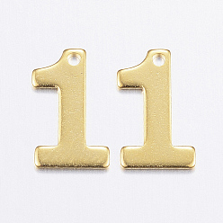 Number 201 прелести нержавеющей стали, число, кол. 1, золотые, 11x7x0.8 мм, отверстие : 1 мм