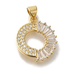 Настоящее золото 18K Кольцо стойки покрытие латунь микро паве подвеска из прозрачного кубического циркония, долговечный, без свинца и без кадмия, реальный 18 k позолоченный, 19x16x2 мм, отверстие : 4x3 мм