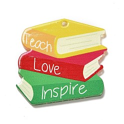 Book Подвески из смолы ко Дню учителя, подвески на выпускную тему, книга, 32x33x2 мм, отверстие : 1.8 мм