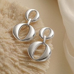 Платина Латунь серьги, плоско-круглые, платина, 42x35 мм