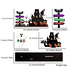 (52) Непрозрачная лаванда Украшения для Хэллоуина, Деревянные фигурки дома с привидениями для украшения домашнего рабочего стола, разноцветные, 59x99 мм