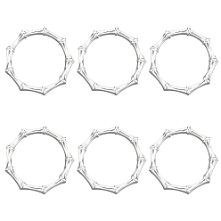 Silver 6Pcs Alloy Napkin Rings, Napkin Holder Adornment, for Place Settings, Bamboo Joint, Silver, 49x9mm