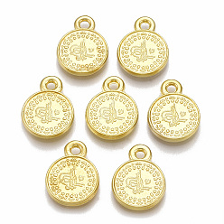Golden CCB Plastic Pendants, Flat Round, Golden, 17.5x13.5x2mm, Hole: 2mm, about 1450pcs/500g