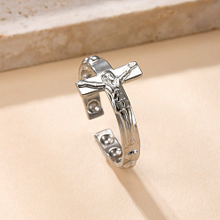 Cross 304 из нержавеющей стали манжеты кольца, цвет нержавеющей стали, крестик, внутренний диаметр: регулируемый