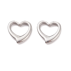 Stainless Steel Color Tarnish Resistant 304 Stainless Steel Linking Rings, Heart, Stainless Steel Color, 16.5x16.5x3mm