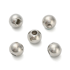 Платина Круглых бусин латунные, долговечный, стойки покрытие, без свинца и без кадмия, платина, 4x3.5 мм, отверстие : 1.5 мм