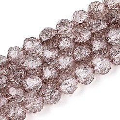 Верблюжий Прозрачные треск стекла бисер нитей, круглые, граненые, верблюжие, 9.5~10 мм, отверстие : 1.2~1.4 мм, около 43 шт / нитка, 14.96~15.16 дюйм (38~38.5 см)