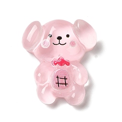 Pink Полупрозрачная смола декодирует кабошоны, мультяшная собака с ананасом, розовые, 23x20x7 мм