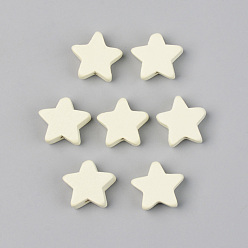 Beige Perles de bois naturel peintes, sans plomb, étoiles, beige, 14x15.5x6mm, Trou: 1.2mm