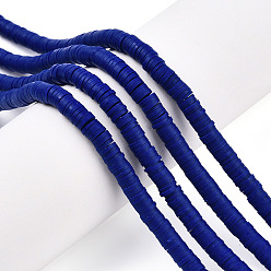 Dark Blue Handmade Polymer Clay Beads Strands, for DIY Jewelry Crafts Supplies, Heishi Beads, Disc/Flat Round, Dark Blue, 6x0.5~1mm, Hole: 1.8mm, about 290~320pcs/strand, 15.75 inch~16.14 inch(40~41cm)