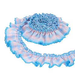 Bleu Ciel 5mètres de garniture à volants en polyester, pour les vêtements de poupée, accessoires de déguisement lolita, bleu ciel, 1-3/8 pouces (36 mm)