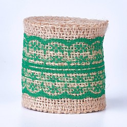 Mittleres Seegrün Sackleinenband, hessisches Band, Juteband, mit Spitze, für Schmuck machen, mittleres Seegrün, 2-1/8 Zoll (55 mm), ca. 2 m / Rolle