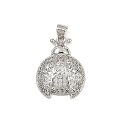 Платина Латунные микро проложить кубического циркония подвески, без кадмия и без свинца, коровка, платина, 25.5x19x5.5 мм, отверстие : 4.5x3.5 мм