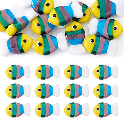 Желтый 12 бусины лэмпворк ручной работы, рыба, желтые, 20~21x12~13x7.5~9.5 мм, отверстие : 1.5~1.6x1.5~2.5 мм