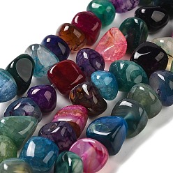 Colorful Natural Agate Beads Strands, Dyed & Heated, Nuggets, Tumbled Stone, Colorful, 6.5~13x10~13x1.5~11mm, Hole: 1.6mm, about 22pcs/strand, 7.20~7.72''(18.3~19.6cm)