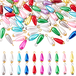 (52) Непрозрачная лаванда 96шт. подвески из АБС-пластика с имитацией жемчуга, слеза, с железной фурнитурой, разноцветные, 23x7.5 мм, отверстие : 3.5 мм